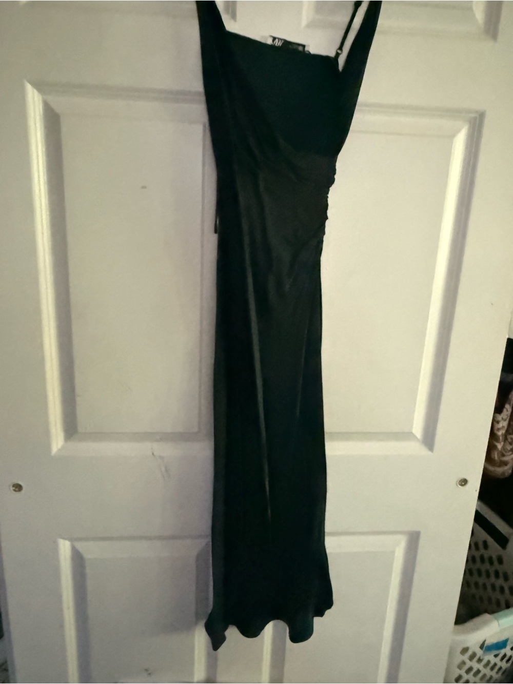 ZARA Black Satin-Look Slip Dress with Thin Straps
